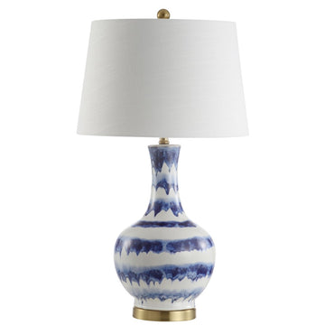 Tucker 30.5" Striped Ceramic/Metal LED Table Lamp - JONATHAN Y